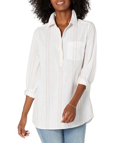 Goodthreads Washed Cotton Popover Tunic Button-Down-Shirts - Bianco