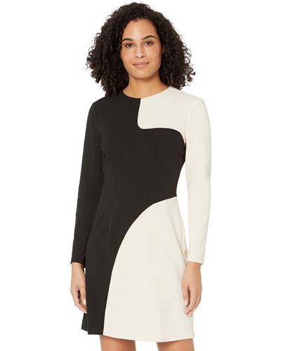 Donna Morgan Color Block Long Sleeve Mini Dress - Black