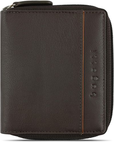 Bugatti Banda Upright Wallet With Zipper Brown - Nero