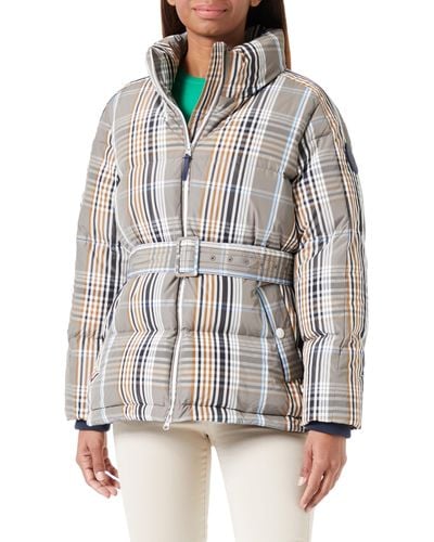 GANT D2. Checked Belted DOWN Jacket - Grau
