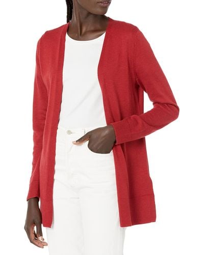Amazon Essentials Lightweight Open-front Cardigan Sweater - Red