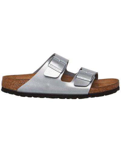 Birkenstock Arizona Bs Birko-flor Silver Sandals 4.5 Uk - Brown