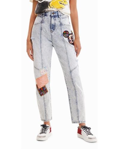 Desigual Jeans Relaxed di Mickey Mouse - Blu