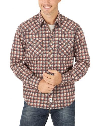 Wrangler Retro Zwei-taschen-langarm-shirt mit Druckknopfverschluss Hemd - Rot