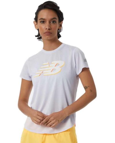 New Balance Womens Accelerate Short Sleeve Shirt - White