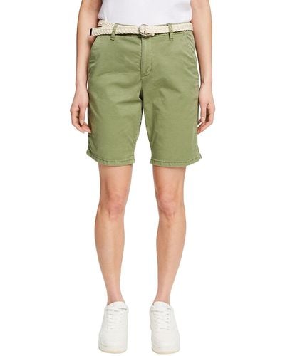 Esprit Shorts mit Flechtgürtel - Grün