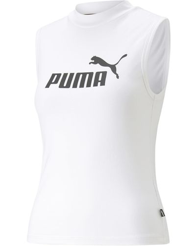 PUMA Tank Top con Logo Aderente Essentials da Donna S White - Bianco