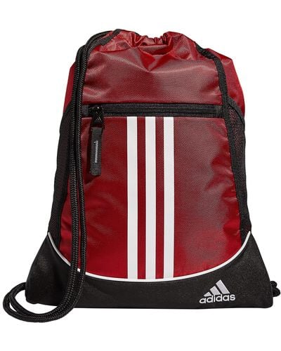 adidas Alliance Sackpack Drawstring Backpack Gym Bag - Red