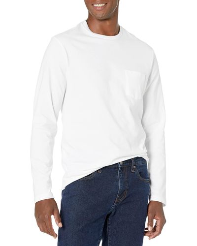 Amazon Essentials Regular-Fit Long-Sleeve T-Shirt Novelty-t-Shirts - Blanco