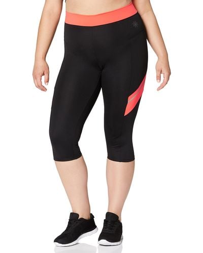 AURIQUE Amazon Essentials Multicolour Cropped Sports Leggings - Black