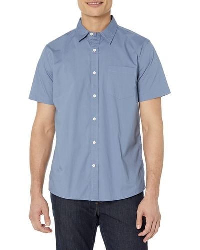 Goodthreads Kurzarm-Hemd aus Stretch-Popeline mit normaler Passform - Blau