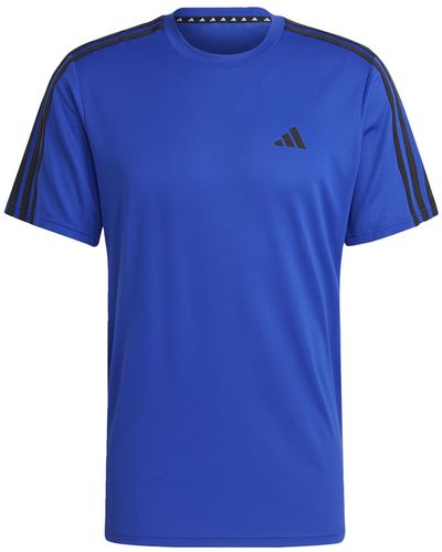 adidas Train Essentials 3-Stripes Training Tee Kurzärmeliges T-Shirt - Blau