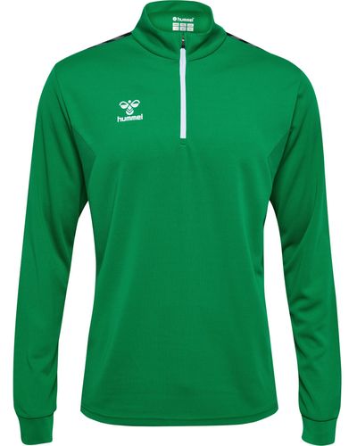 Hummel Hmlauthentic Half Zip Sweat Multisport Sweatshirt Mit Kurzem Reißverschluss Recycelter Stoff - Grün