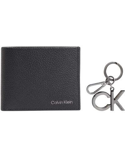 Calvin Klein Geschenk-Set Warmth Bifold 5 CC + Keyfob Geldbeutel und Schlüsselanhänger - Blau