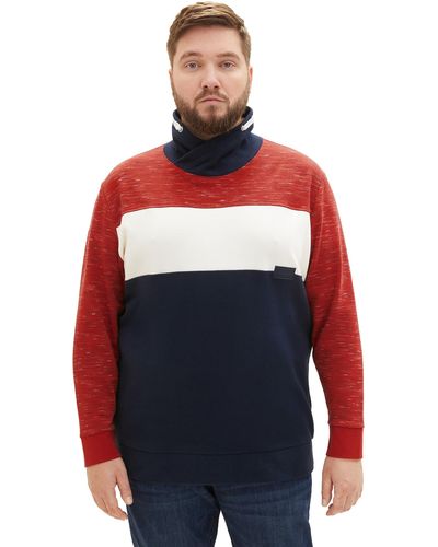 Tom Tailor 1039950 Colorblock Sweatshirt Optik - Rot