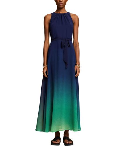 esprit langes blaues kleid