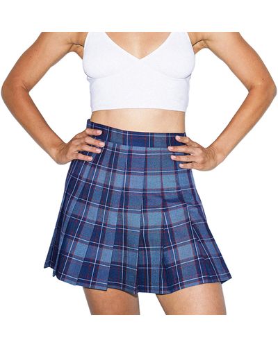 American Apparel Plaid Tennis Skirt - Blue