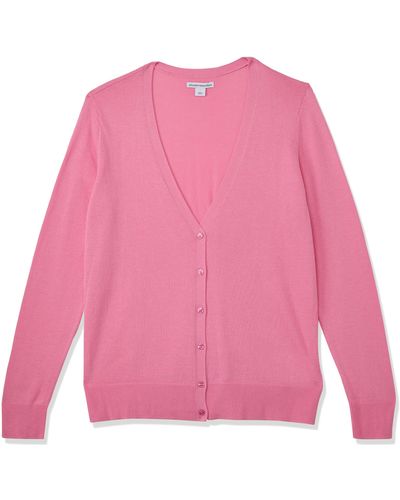 Amazon Essentials Lightweight V-neck Cardigan Sweater - Pink