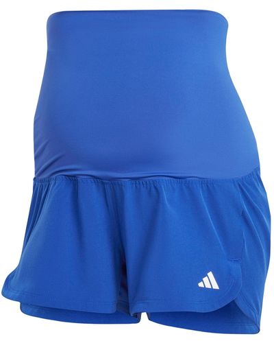 adidas Pacer Woven Stretch Training Maternity Shorts - Blue