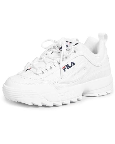 Fila Uomo Disruptor II Leather White Peacoat Red Formatori 44.5 EU - Bianco