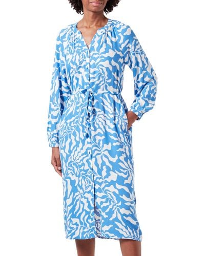 S.oliver 2145184 Midi Kleid mit Allover Muster - Blau
