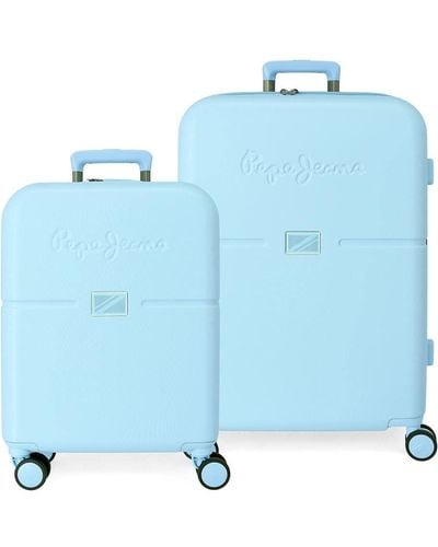 Pepe Jeans Accent Bleu Valise Set 55/70 cm ABS Rigide Fermeture TSA Intégrée 116L 7.54 kg 4 Double Roues Bagage à Main