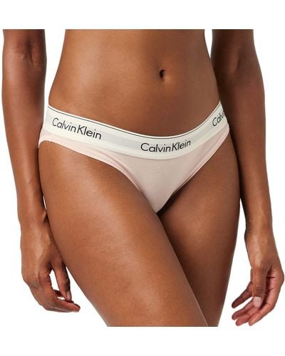 Calvin Klein Mujer Slip con Forma de Bikini Algodón con Stretch - Marrón