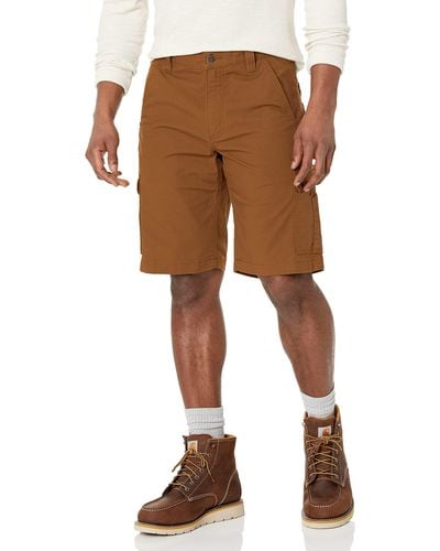 Carhartt Mens Rugged Flex Relaxed Fit Ripstop Cargo Work Utility Shorts - Brown