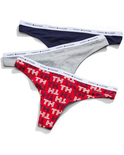 Tommy Hilfiger Cotton Logo Band Thongs 3-pack - Blue