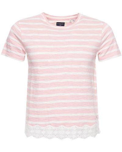 Superdry Lace Mix tee Camiseta - Rosa