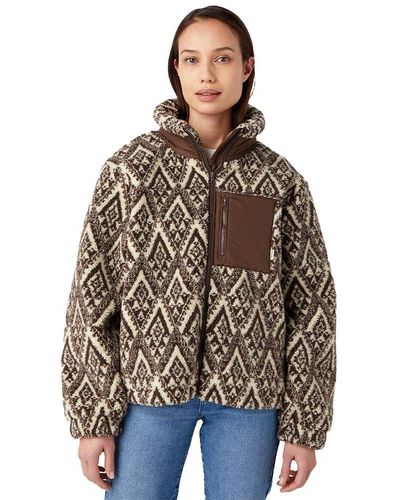 Wrangler Sherpa Zip Through Jacket - Brown