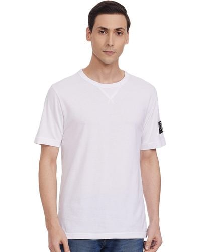 Calvin Klein Monogram Sleeve Badge Reg tee Camiseta - Blanco