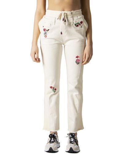 Desigual Zipped And Buttoned Plain Jeans - Natural