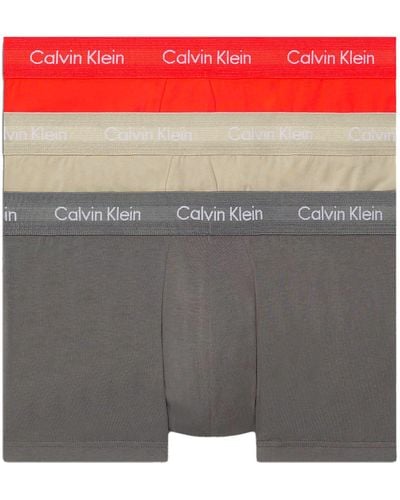 Calvin Klein Pantaloncini Boxer Confezione da 3 Uomo Low Rise Trunks Cotone Elasticizzato - Grigio