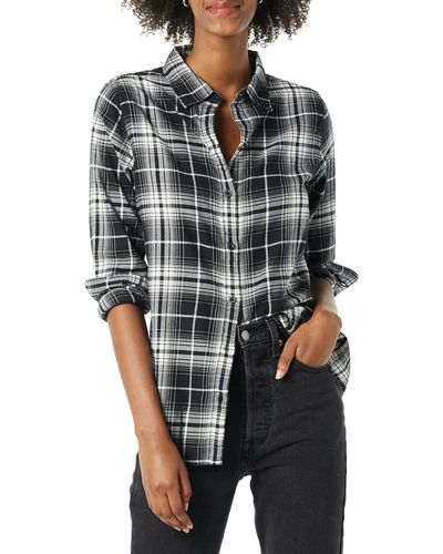 Amazon Essentials Long-Sleeve Classic-Fit Lightweight Flannel Shirt Athletic-Shirts - Gris