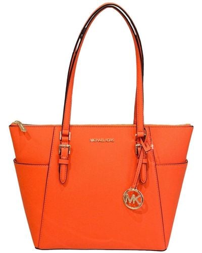 Michael Kors Charlotte Large Saffiano Leather Top-zip Tote Bag - Orange