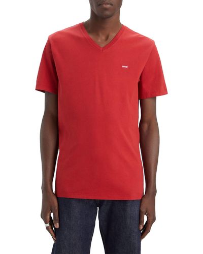 Levi's Original Housemark V-neck T-shirt Nen - Rood