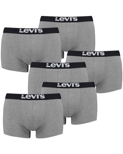 Levi's Pack of 6 Levis Solid Basic Trunk Boxer Shorts Underpants Pant Underwear - Gris