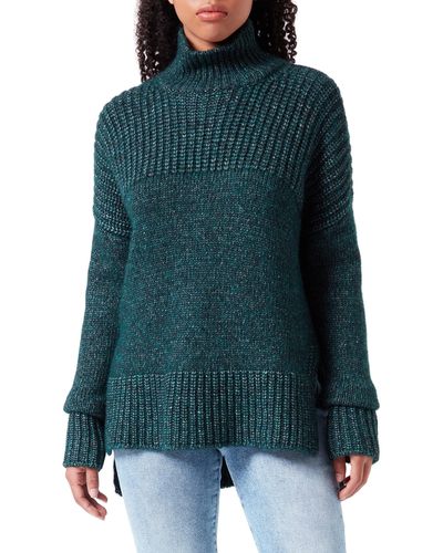 HUGO Safinamy Oversized Pullover mit verschiedenen Strukturen und Trichterkragen Hellgrün XL