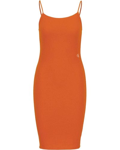 Calvin Klein Strechkleid SLUB Rib Stappy Dress orange