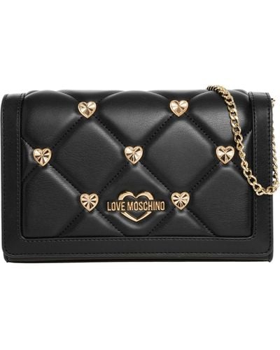 Love Moschino Womens Jewel Heart Smart Daily Bag In Black - Nero