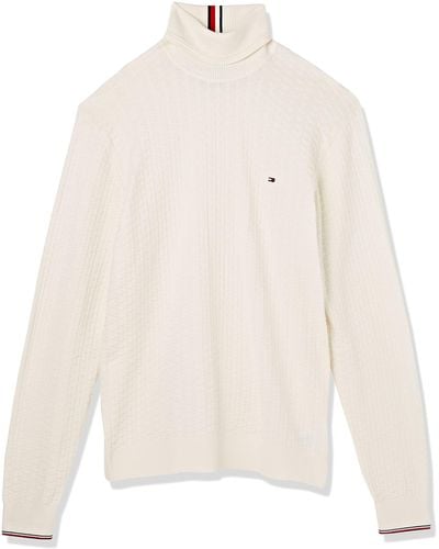 Tommy Hilfiger Exaggerated Structure Roll Neck Mw0mw29109 Pullovers - White