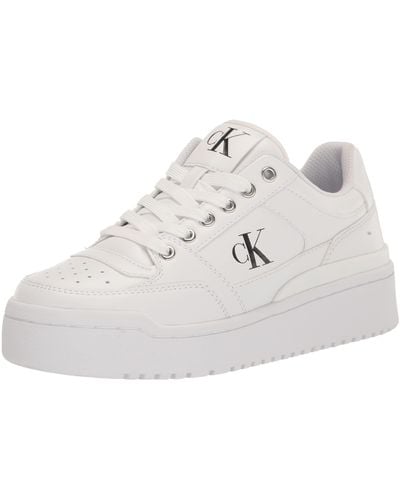 Calvin Klein Alondra Casual Platform Lace-up Sneakers - White