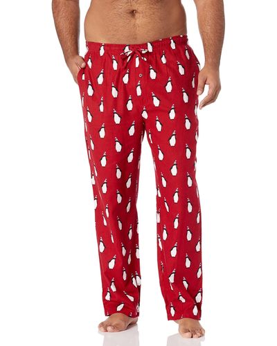 Amazon Essentials Pantalon de Pyjama en Flanelle-Couleurs abandonnées - Rouge