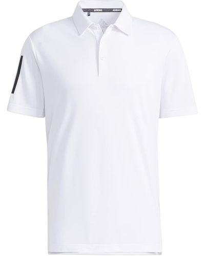 adidas Streifen Mid-Gewicht Polo-Hemd - Weiß/Schwarz