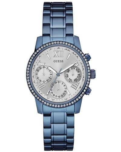 Guess Analoog Kwarts Horloge Met Roestvrij Stalen Armband W0623l4 - Blauw