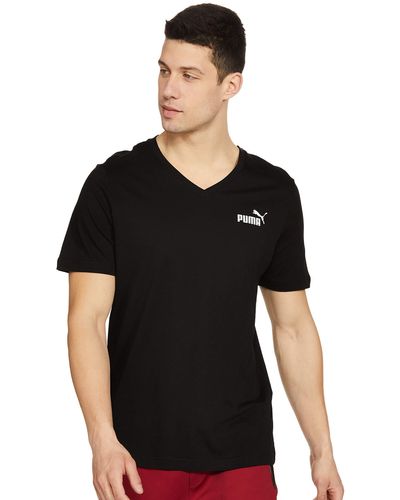 PUMA Tops Essentials T-Shirt mit V-Ausschnitt M Black - Schwarz