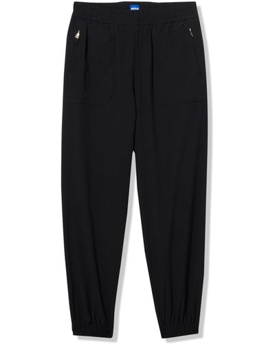 HUGO Zip Detail Relaxed Fit Joggers Casual Trousers - Black