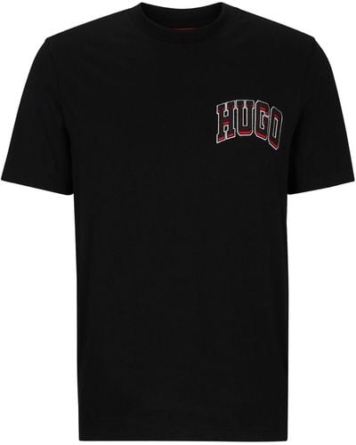HUGO S Dasko Cotton-jersey Regular-fit T-shirt With Sporty Logo Black