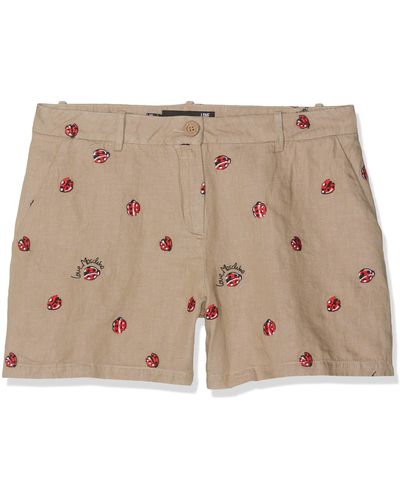 Love Moschino Embroidered Allover Ladybirds_Chambray Shorts - Natur